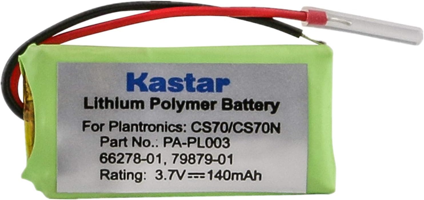 Kastar Battery Compatible With Plantronics 66278-01 Headset Battery Li-Pol, 3.7 Volt, 140 mAh - Ultra Hi-Capacity - Works for Plantronics CS70/N, 66278-01 Rechargeable Battery