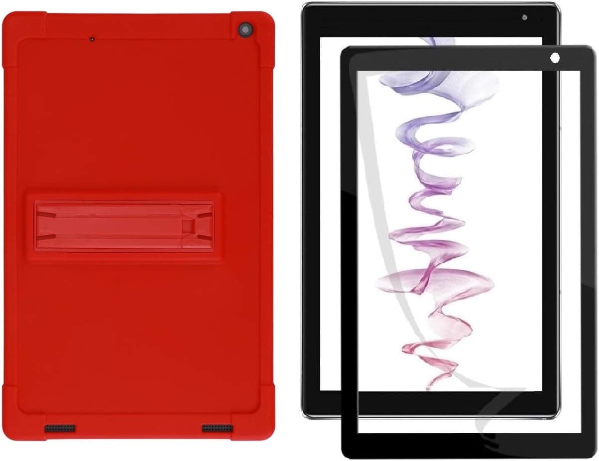 MatrixPad Z10 Tablet Screen Protector and Case [Kickstand] Shockproof Silicone Case Cover + PC Tablet Bracket Stand Case for Vankyo MatrixPad Z10 (Red)