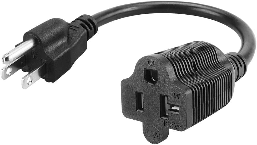 1-Foot 15 Amp Household AC Plug to 20 Amp T Blade Adapter Cable,14AWG 1-Foot 15 Amp to 20 Amp Plug Adapter Cord Nema 5-15P to 5-15R/5-20R 20Amp Comb AC Power Cord, Black