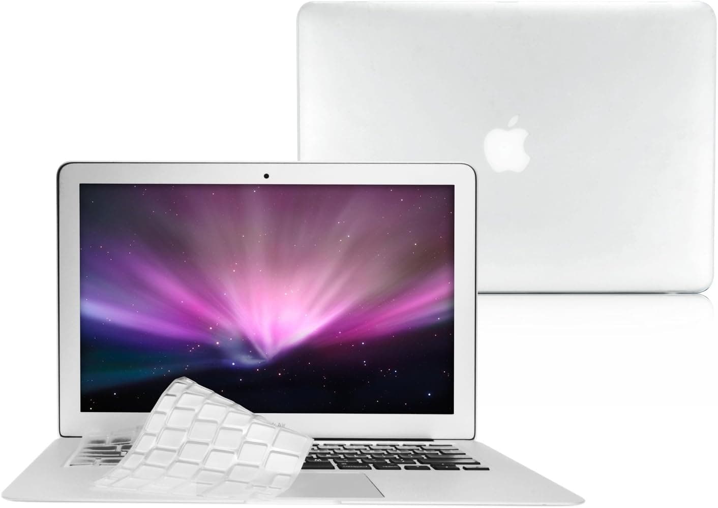 TOP CASE - 2 in 1 Rubberized Hard Case Cover And Transparent TPU Keyboard Cover for Macbook Air 13-inch 13" (A1369 and A1466) with TopCase Mouse Pad - Matte Clear
