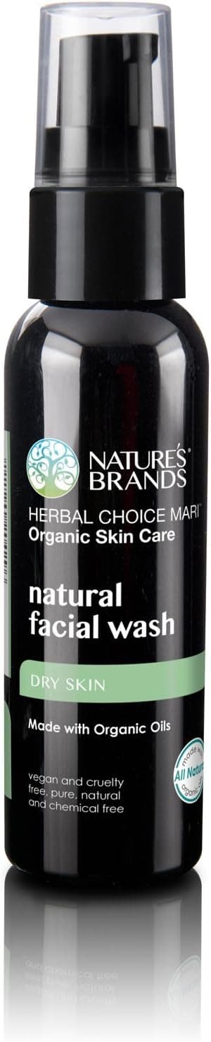 Natural Facial Wash by Herbal Choice Mari (Dry Skin, 2 Fl Oz Bottle) - Made with Organic Ingredients