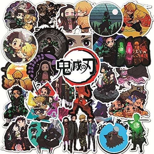 Anime Stickers 100 pcs Demon Slayer Sticker Cute Waterproof VSCO Stickers for Water Bottle and Laptop - Suitable for Kids, Girls, Teens, Women
