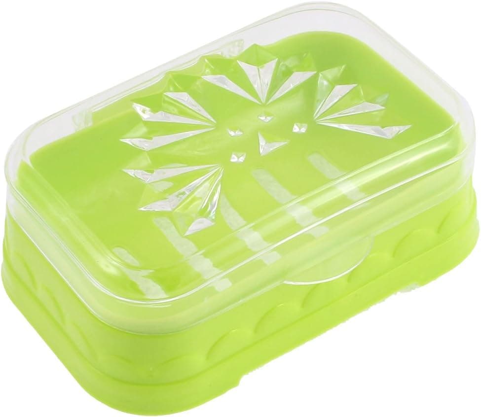 uxcell Travel Bathroom Portable Soap Dish Case Holder Box Clear Light Green