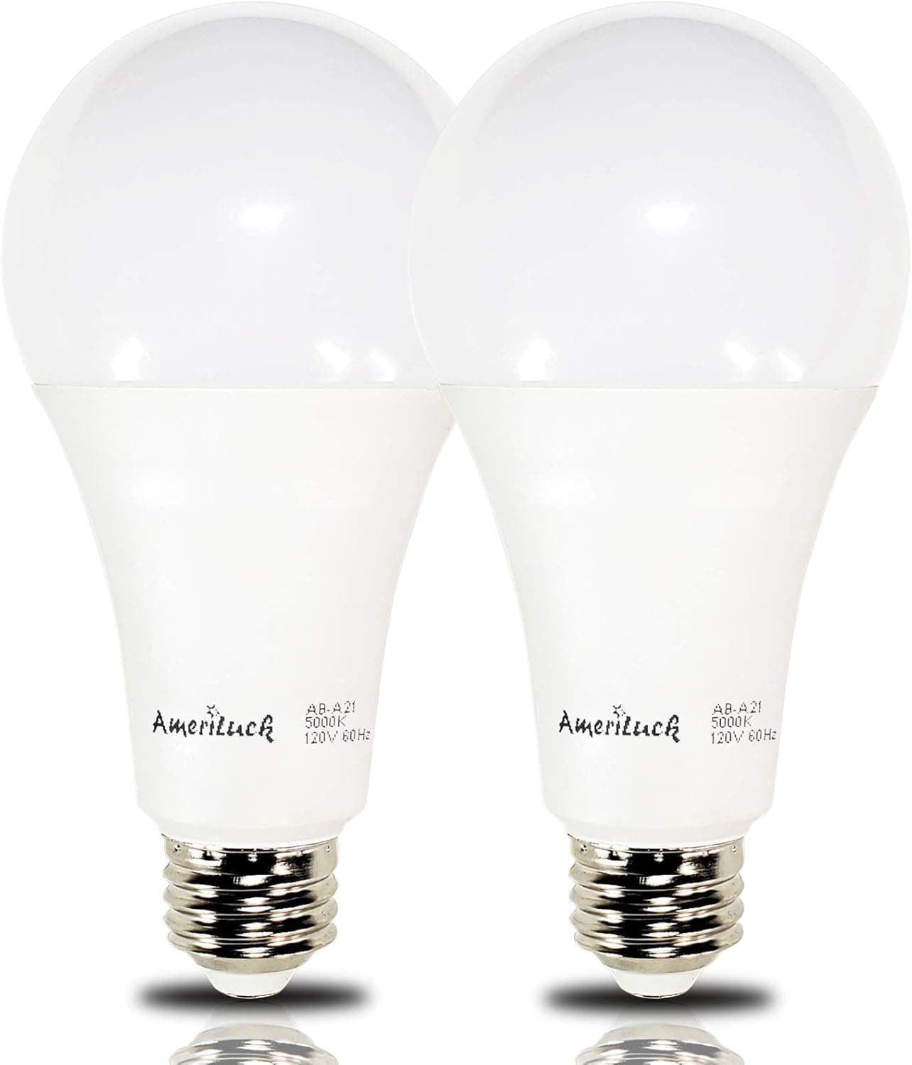 AmeriLuck 150W Equiv，2200 Lumens 20W Non-Dimmable,A21 LED Light Bulb, 5000K Daylight (2 Pack)