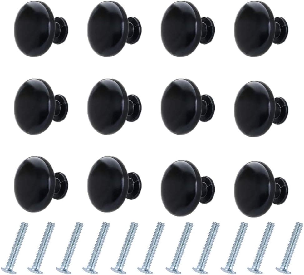 VOCOMO 30 Pack Dresser Drawer Cabinet Knobs 1-1/8 inch Diamond Shaped Round Black Aluminum Alloy Knobs Pulls for Kitchen Wardrobe Cupboard
