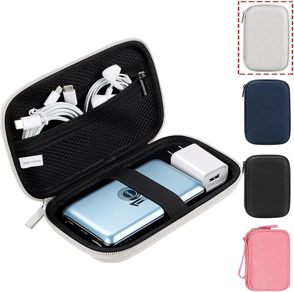 CAOODKDK Electronic Organizer Travel Cable Accessories Bag, Electronic Organizer Case, Waterproof Electronic Accessories Organizer Bag for Power Bank, Charging Cords, Chargers, Mouse, USB Cable (Gray)
