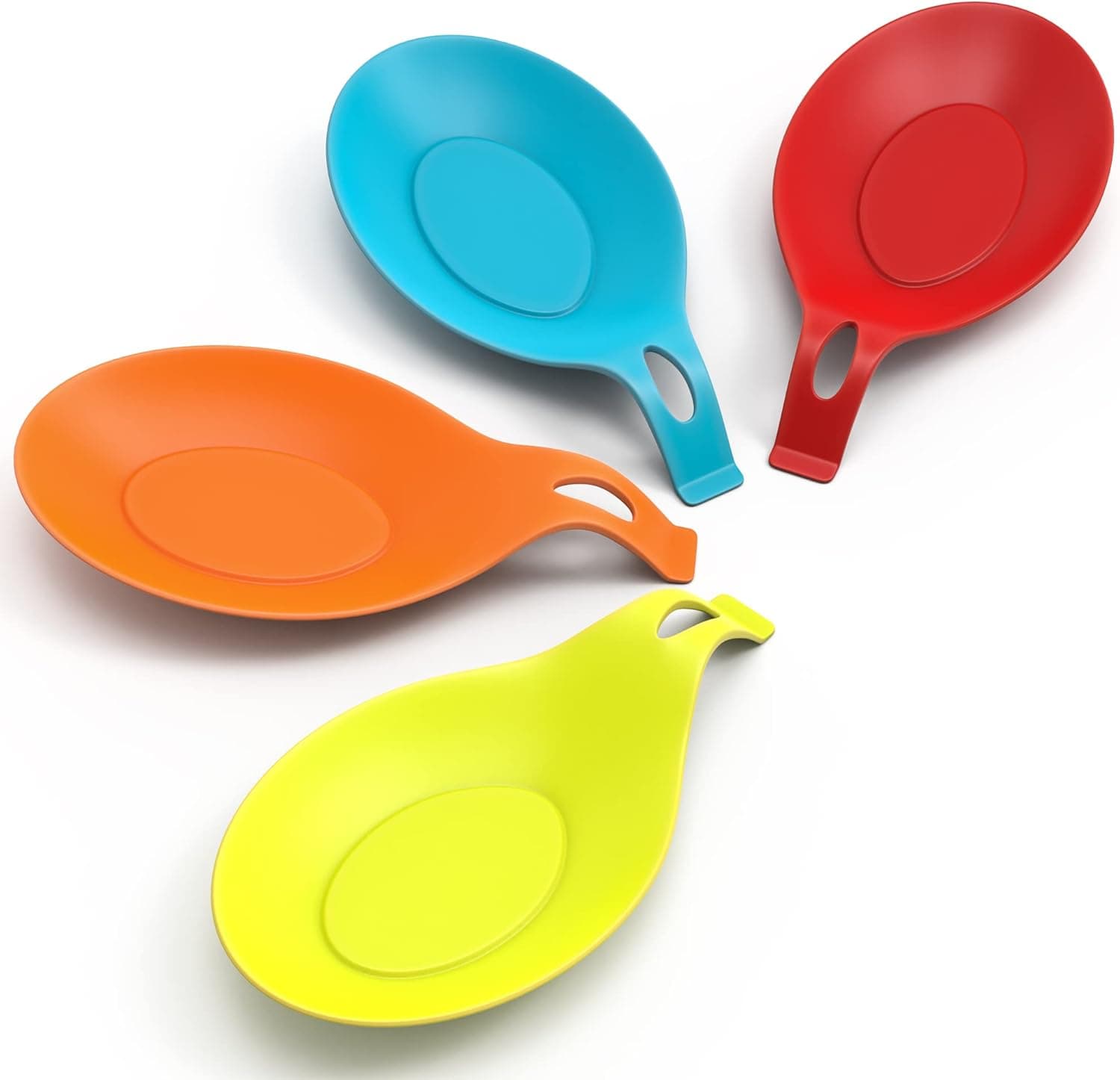 Orblue Silicone Spoon Rest for Kitchen Counter, Almond-Shaped Cooking Spoon Holder for Stove Top, Heat Resistant Utensil Rest, 4-Pack
