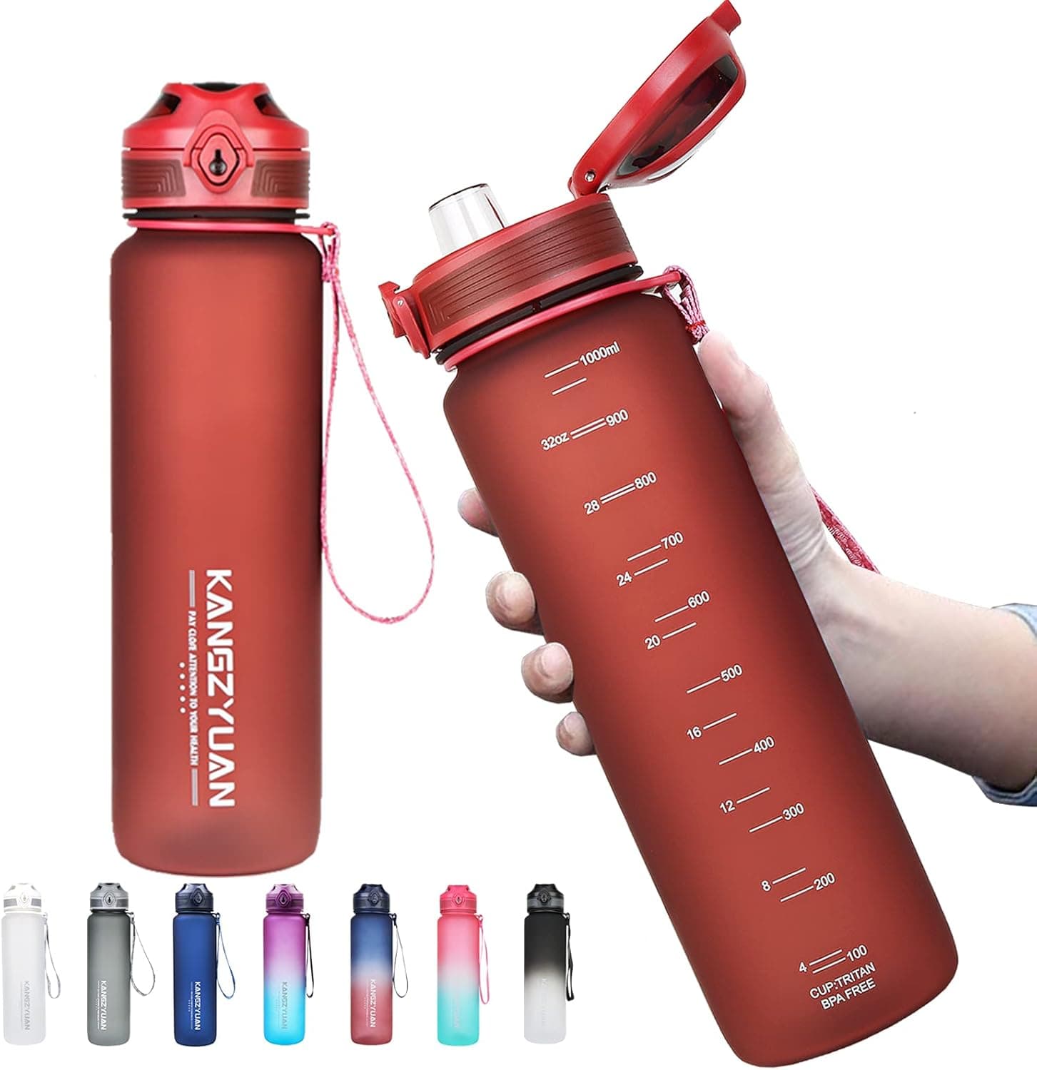 Sports Water Bottle with Leak Proof Flip Top Lid and Security Lock, Eco Friendly & BPA Free Plastic Water Bottle, Apply to The Gym, Yoga, Running, Outdoors, Cycling, and Camping