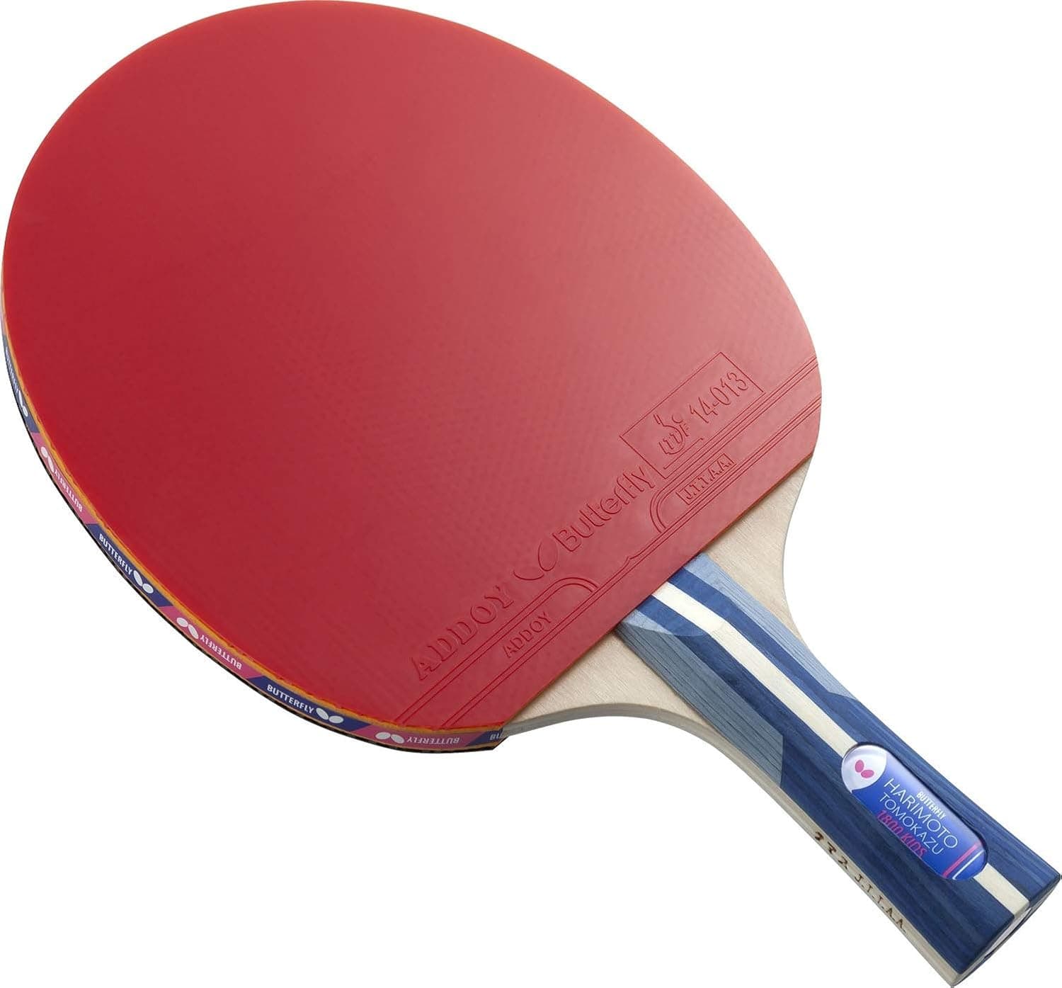 Butterfly Harimoto Tomokazu 1800 Kids Shakehand Table Tennis Racket | Japan Series | Good Speed and Spin with Superb Control | Recommended for Beginning Level Players, red/Black