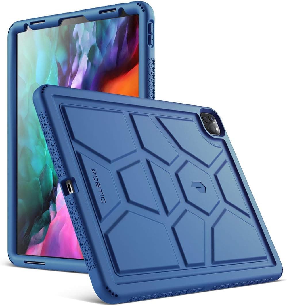 Poetic TurtleSkin Series Designed for iPad Pro 12.9 2020 & 2018 Case [Not Fit iPad Pro 12.9 2021], Heavy Duty Shockproof Kids Friendly Silicone Bumper Protective Case Cover,Navy Blue