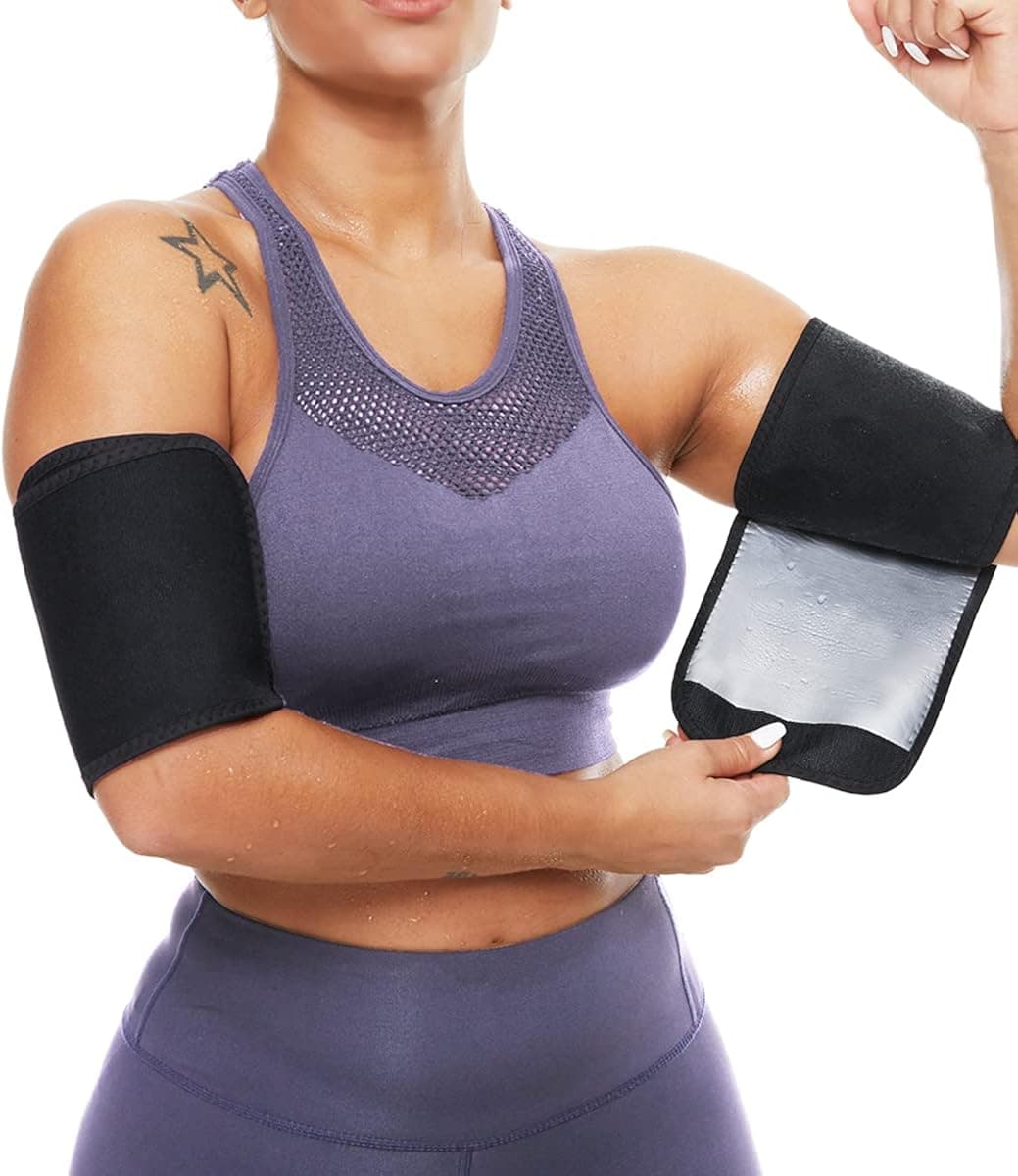 TOPELLER Arm Trimmers for Women Pair Sauna Sweat Arm Shaper Bands Adjustable Arm Trainer Toner Sleeves for Sports Workout