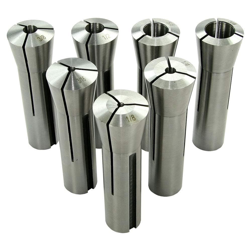 R8 Collet Set - 7 Piece Set - Sizes 1/8" to 3/4" by 8ths - Made of High-Grade Tool Steel - 7/16"-20 Drawbar Thread, LittleMachineShop.com (2605)