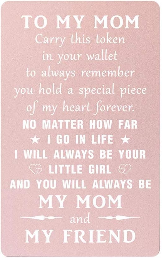 TANWIH Mom Mothers Day Card - You Hold A Speical Piece of My Heart - Mom Birthday Gifts from Daughter, Engraved Wallet Card