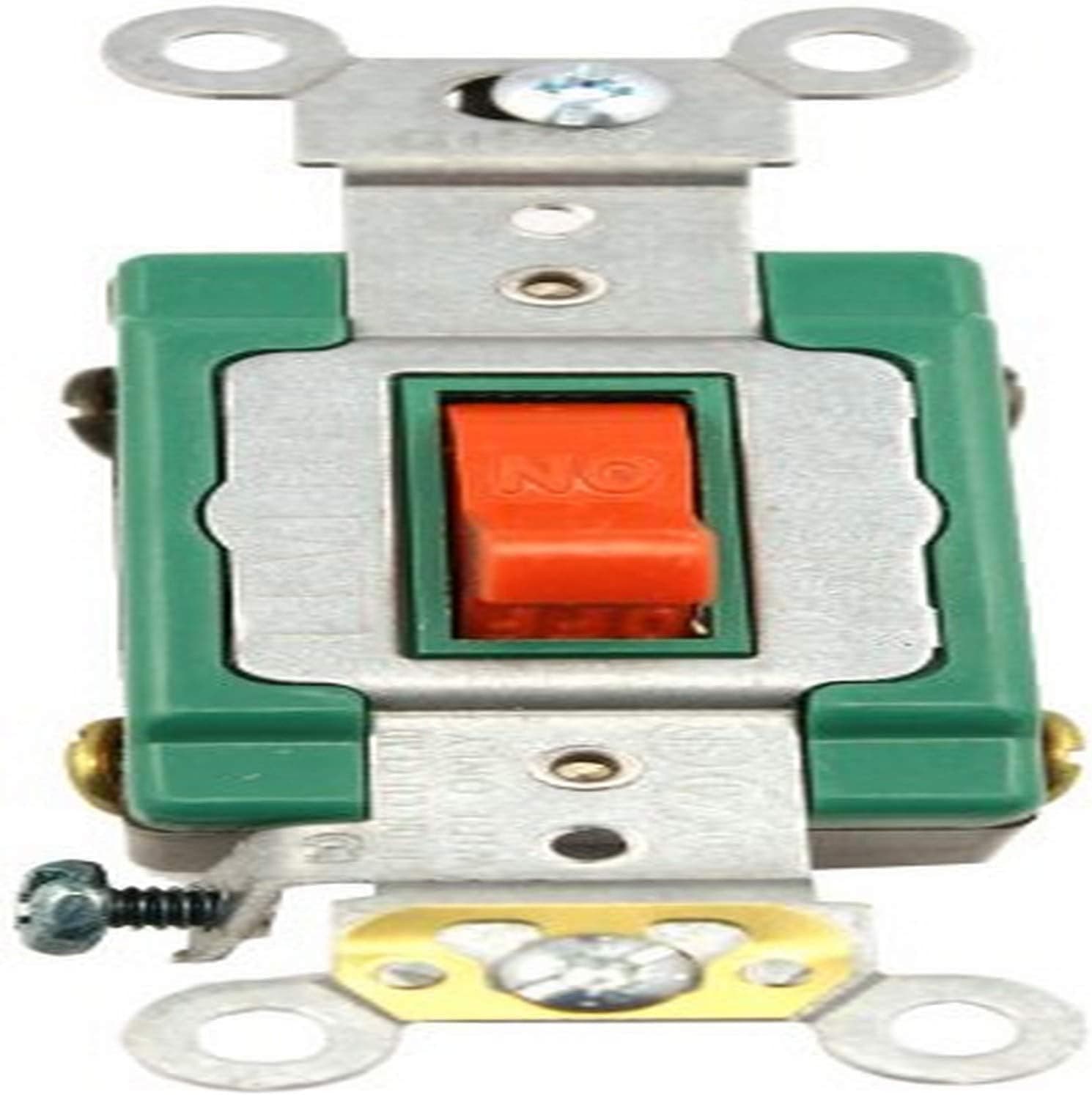 Leviton 3032-2R 30 Amp, 120/277 Volt, Toggle Double-Pole AC Quiet Switch, Extra Heavy Duty Spec Grade, Self Grounding, Back and Side Wired, Red