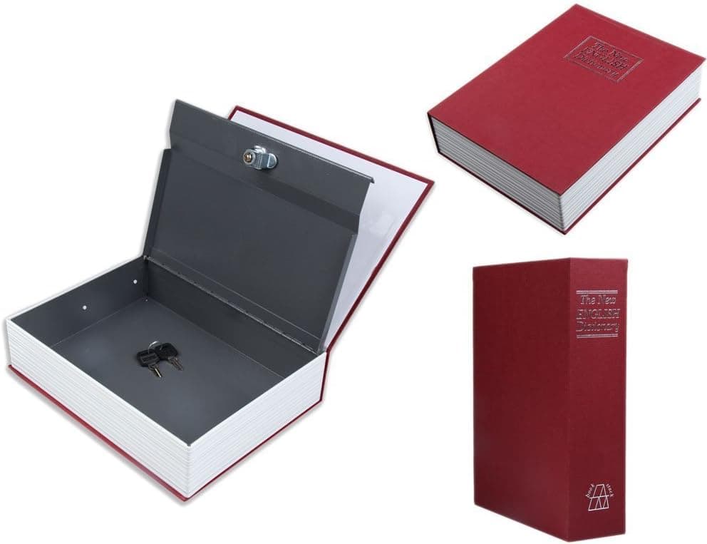 Monkeybrother Home Dictionary Diversion Book Cash Safe Case with Key Lock (red)