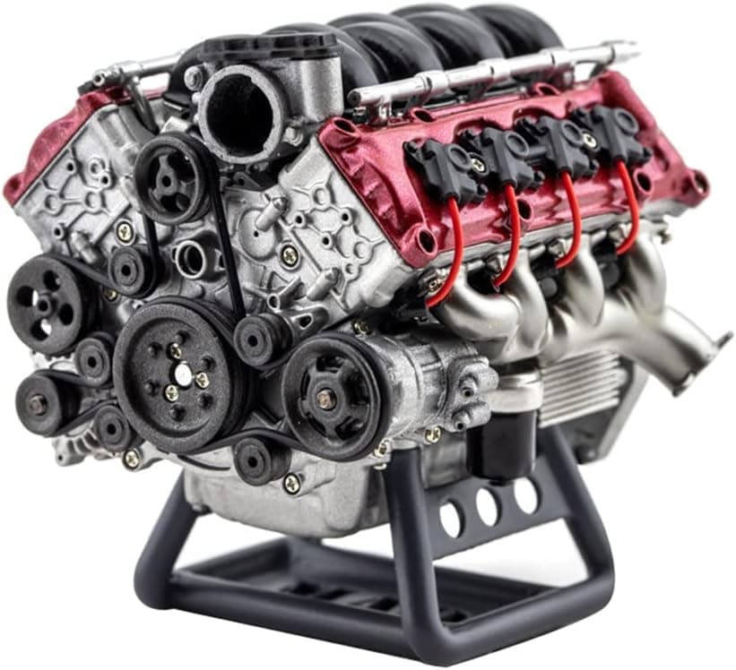 EVAR V8 Engine Model Kit That Works for Adults, V8 Engine Internal Combustion Engine Model DIY Assembly Kit for AX90104 SCX10 Capra VS4-10 Pro/Ultra Model Car