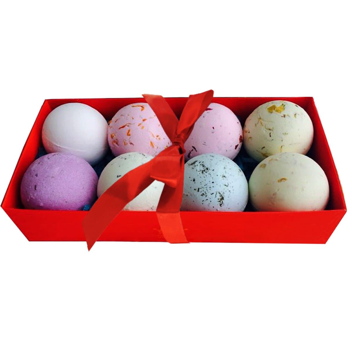 Kingwell 8 Bath Bombs Gift Set Best Family Spa Idea with Natural Esssential Oils Dried Flower Petals