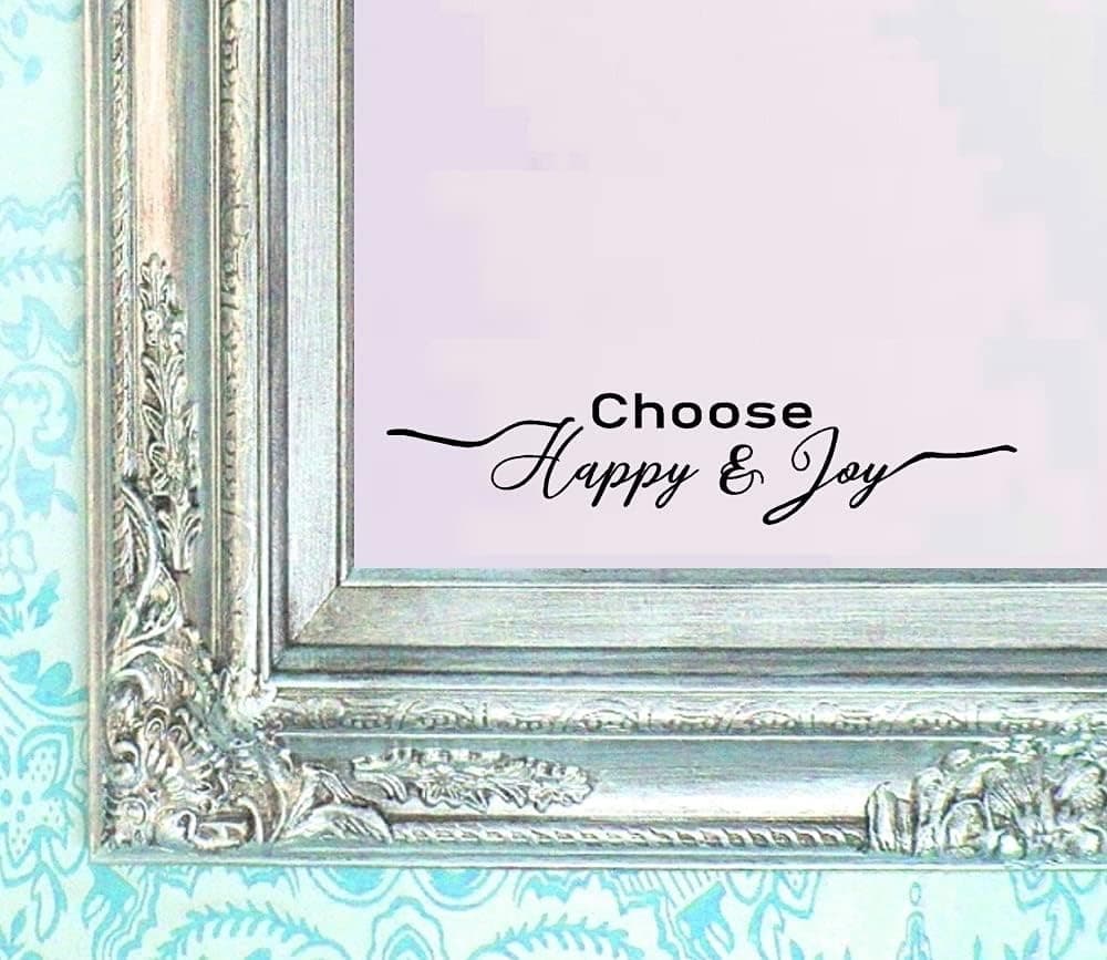 BERRYZILLA Choose Happy and Joy Decal Uplifting Inspirational Motivational Positive Trendy Decor Art for Mirror Bathroom Decoration Sticker