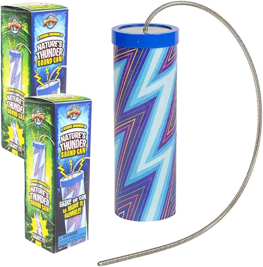 The Dreidel Company Thunder Can Tube, Shake to Produce Cool Thunder Sounds, Noise Maker Toy for Kids, Noisemakers for Events and Parties, 7" Inch (2-Pack)