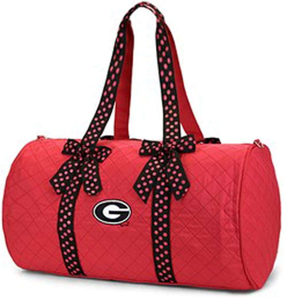 Licensed Georgia Bulldogs Womens Girls 18" Duffle Bag w/ Bows University of Georgia UGA Red
