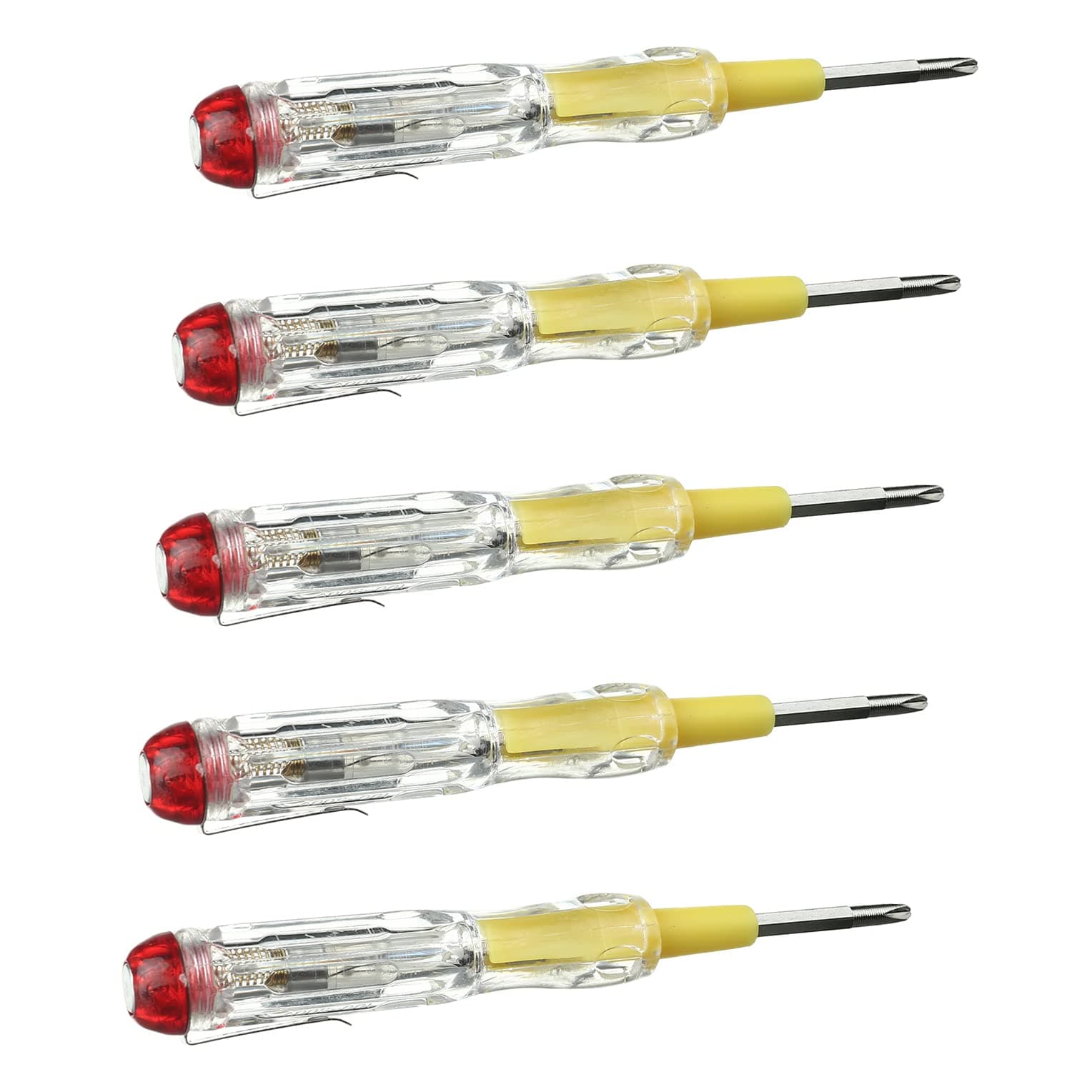 Heyiarbeit 5pcs Voltage Tester AC/DC 100-500V Tester Screwdriver with 3.5mm Slotted Phillips Screwdriver Circuit Tester Pen Electric Contact Voltage Tester for Circuit Test