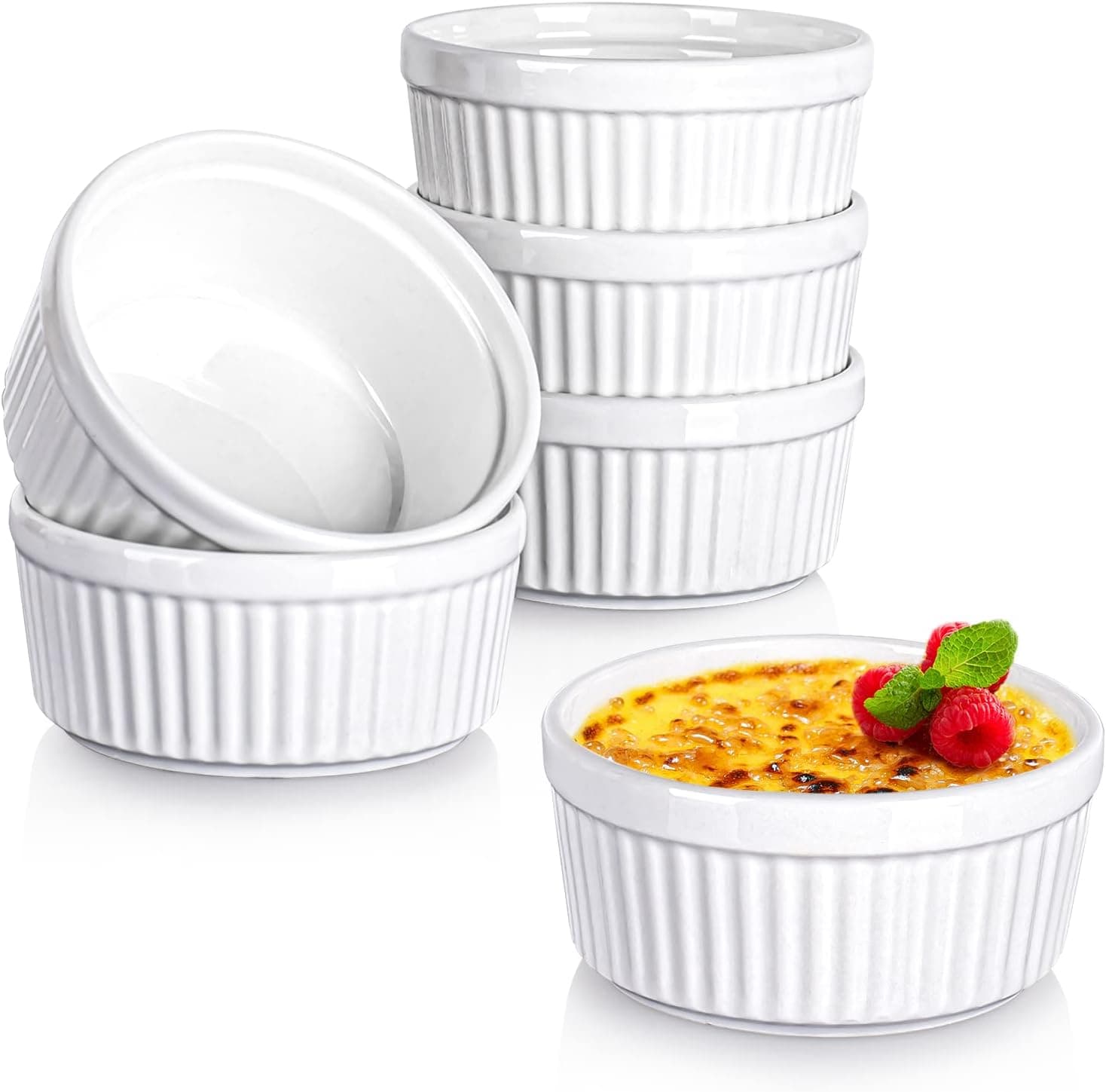Delling 1.5 Oz Mini Ramekins-Soy Sauce Dish, Porcelain Dippng Bowls, Porcelain Dipping Sauce Dish Oven Safe, Mini Ramekins Set of 6, White