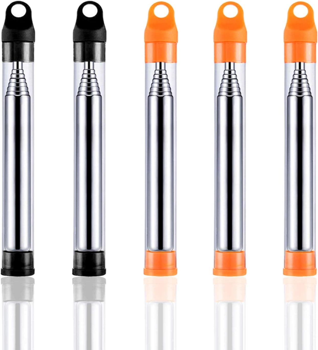 AUHOKY 5Pcs Pocket Size Fire Bellows Gear, Collapsible Fire Blower Pipe Campfire Tool Builds Fire, Premium Stainless Steel Fire Bellowing Tube for Outdoor Camping Traveling Fireplace (Black+Orange) 2