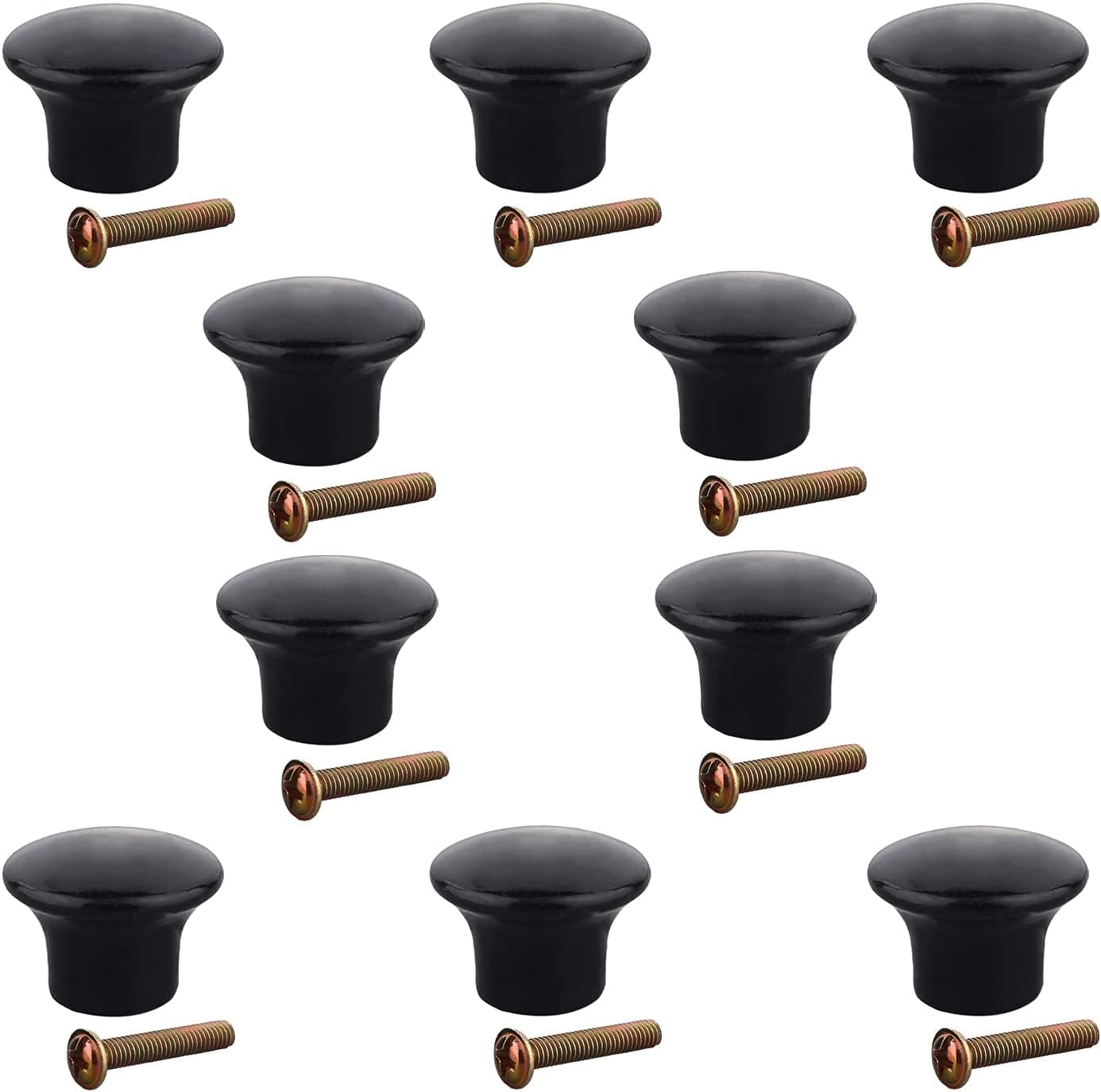 MroMax 10PCS Round Wood Knobs 22x17.5mm/0.87"x 0.69"(DxH ) Cabinet Furniture Kitchen Varnish Pulls Handles for Dresser Drawer Wardrobe Solid Wood Material