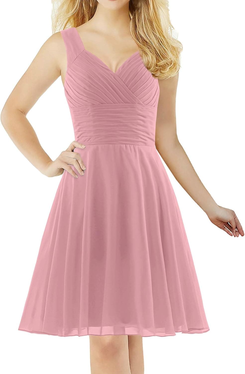 ANTS Women's Pleated Sweetheart Bridesmaid Dresses A Line Cocktail Gown