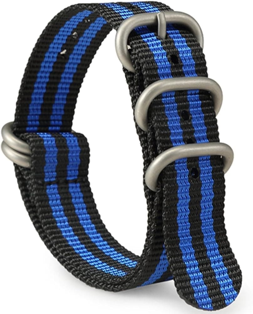SIMCOLOR 1.5mm Zulu Watch Bands,Military Nylon Replacement Watch Strap 18mm 20mm 22mm or 24mm