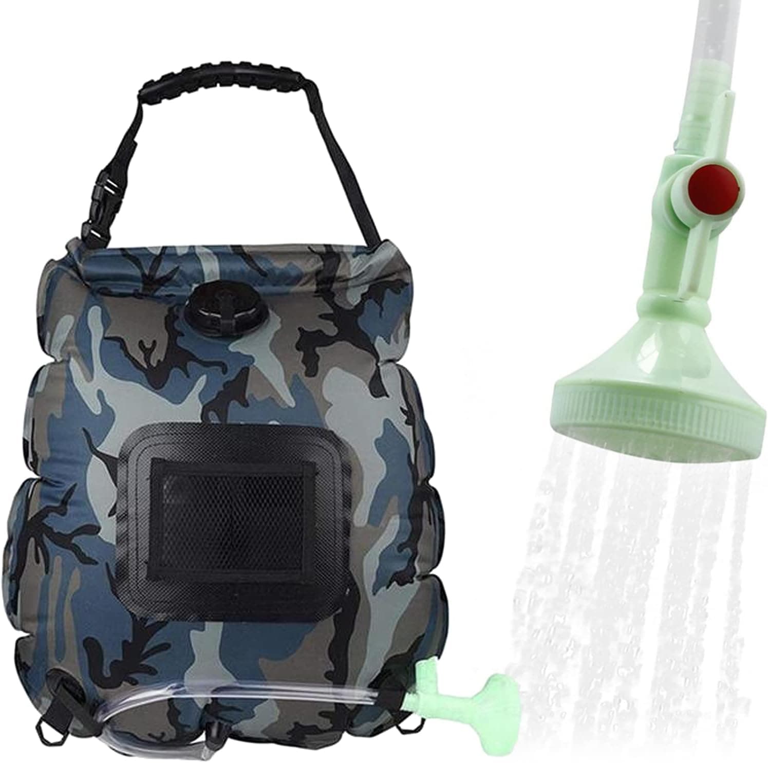 Kingsea Solar Shower Bag,5 gallons/20L Portable Solar Heating Camping Shower Bag with Removable Hose and Shower Head,for Outdoor Camping Swimming Traveling Hiking (Camouflage)
