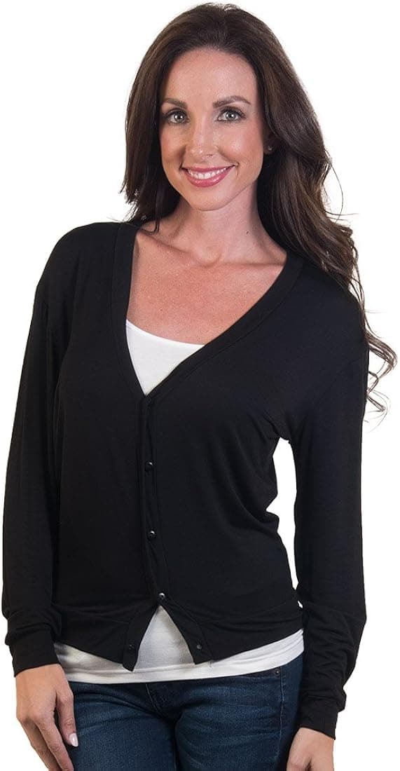 Agiato Women's AG.CBFS.W.A.BK.000 Button Front Short Cardigan