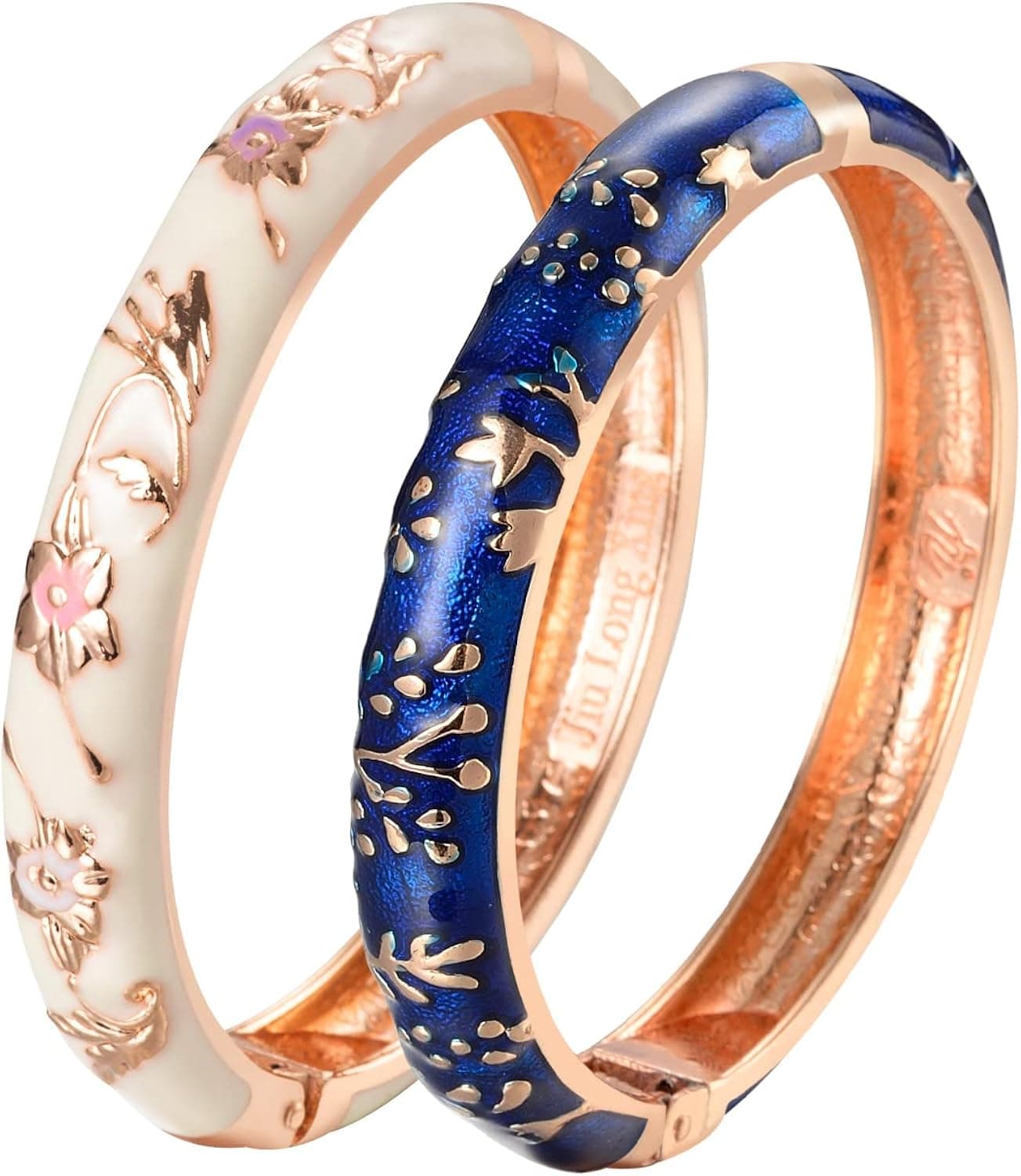 UJOY Cloisonne Bracelet Butterfly Gold Hinge Indian Cuff Bangle Enameled Jewelry Flower Bracelets for Women Gift Box 55A114