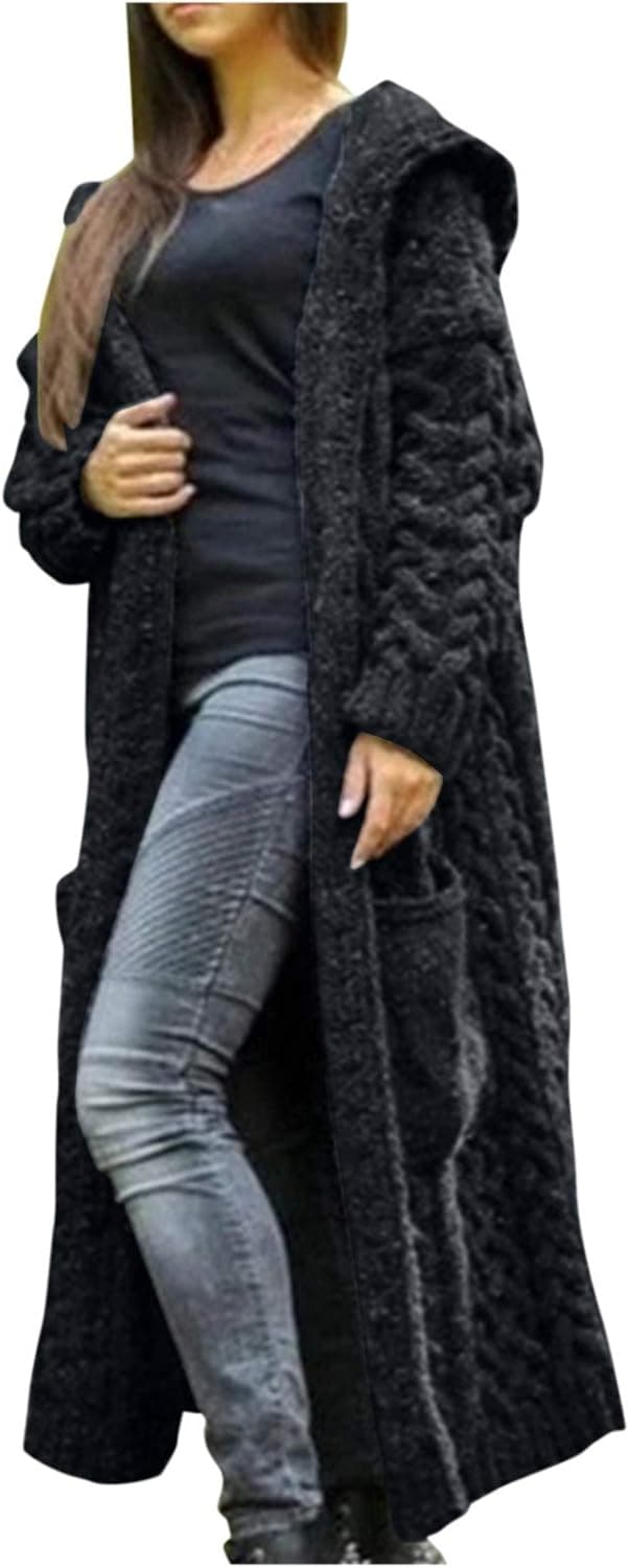 Winter Coats for Women, Winter Coats for Women Knit Cardigan Knitted Oversize Hooded Long Cardigan Sweater