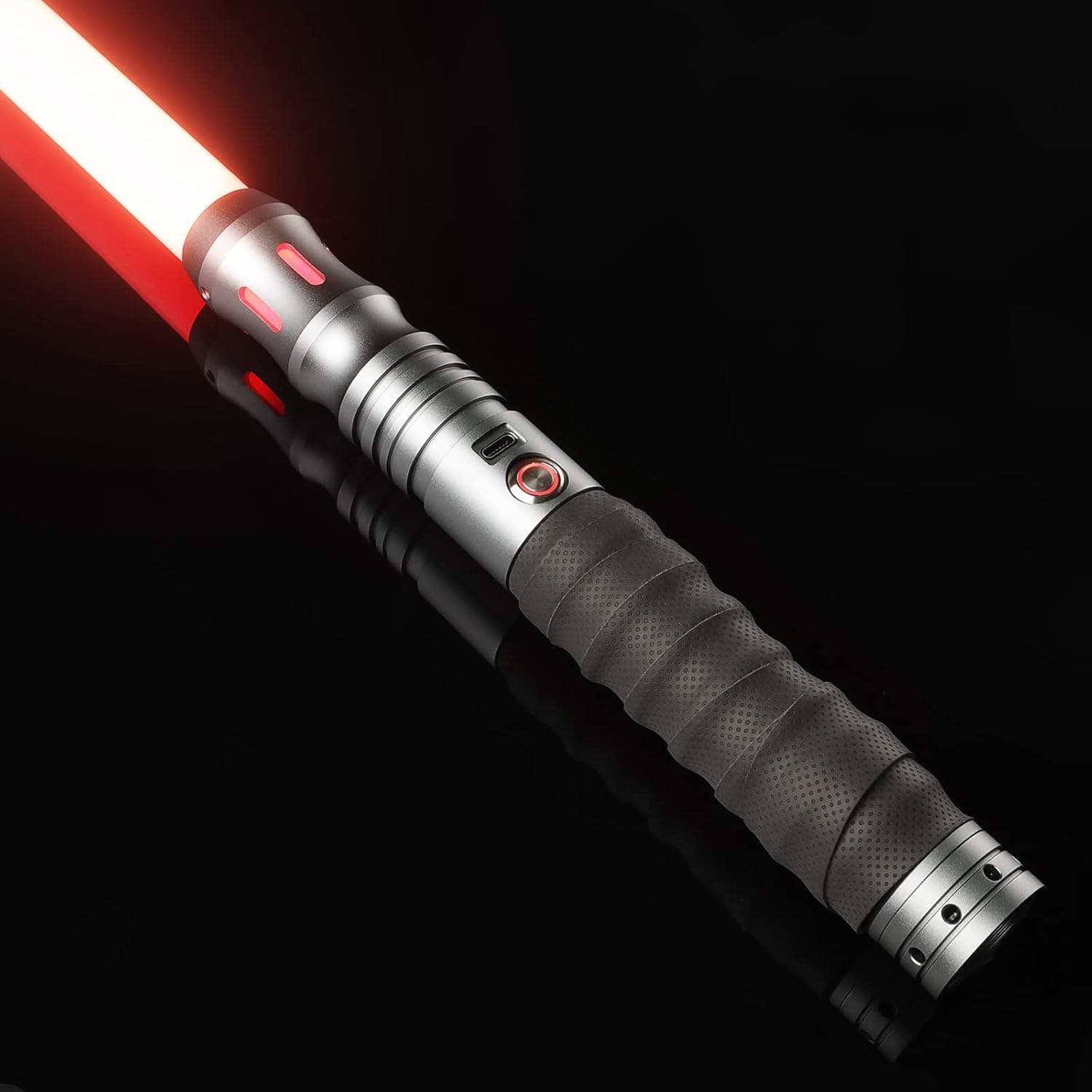 Motion Control Dueling Light Sabers Smooth Swing Light Saber - RGB 12 Colors Changeable Saber, 12 Sounds Fonts Metal Hilt Saber Swords for Adults Teens Gift, Grey