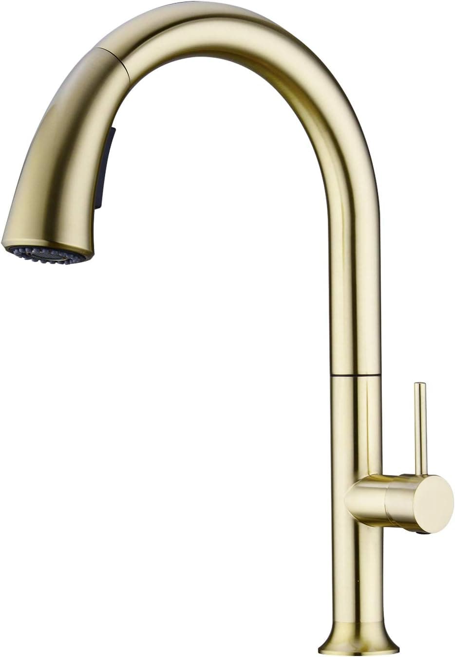 WENKEN Kitchen Faucet, Champagne Gold Kitchen Faucet with Pull Out Sprayer, 360 Degree Swivel High Arc Pre-rinse Brass Kitchen Faucet Gold
