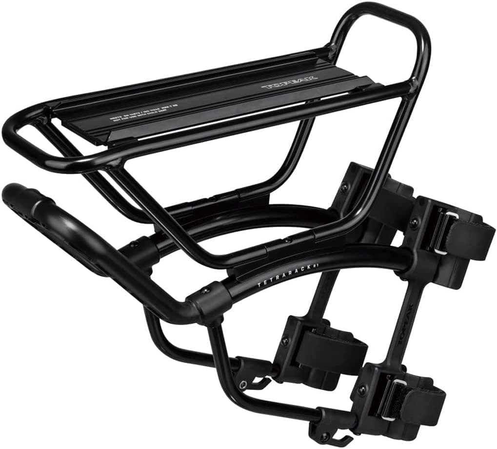 Topeak TetraRack R1 Front Rack for Gravel/Road - Fork Blade Strap Mount, QuickTrack Compatible, Black