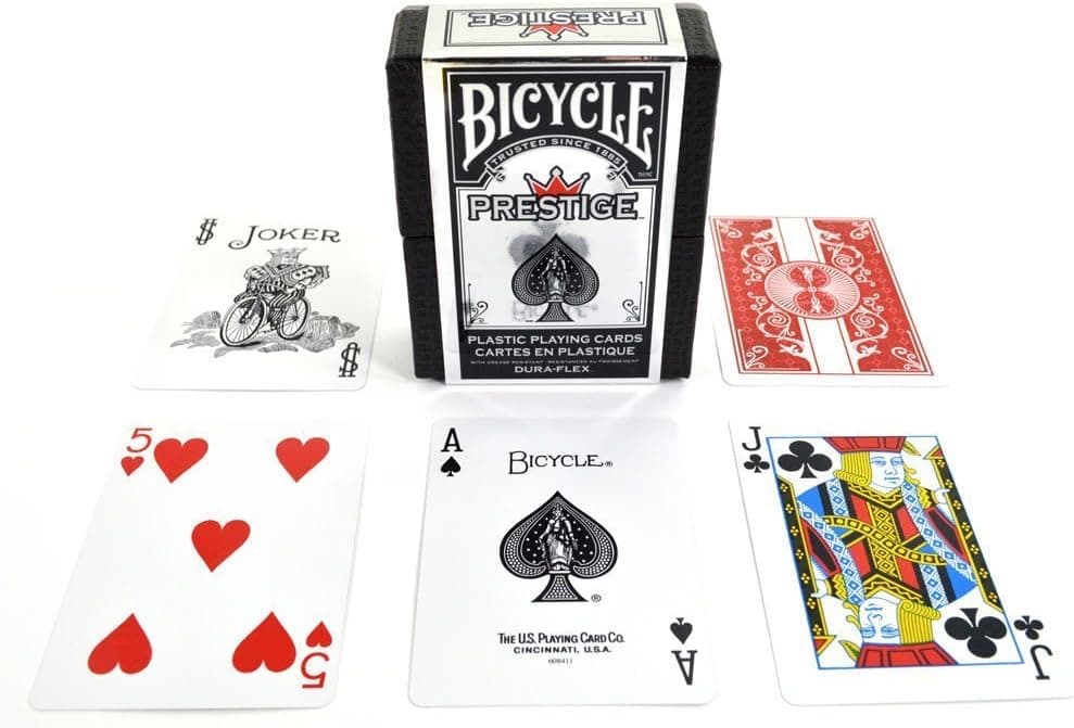 2 Decks Bicycle Prestige Poker Size Playing Cards Red and Blue 100% Plastic