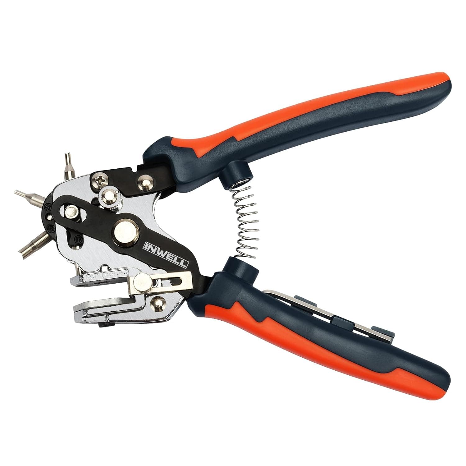 Inwell Leather Hole Punch, Belt Hole Puncher for Leather, Heavy Duty Leather Punch Tool with 6 Solid Holes, for Belts, Fabric, Crafts, Card, Watch Bands, Pet Collars, etc