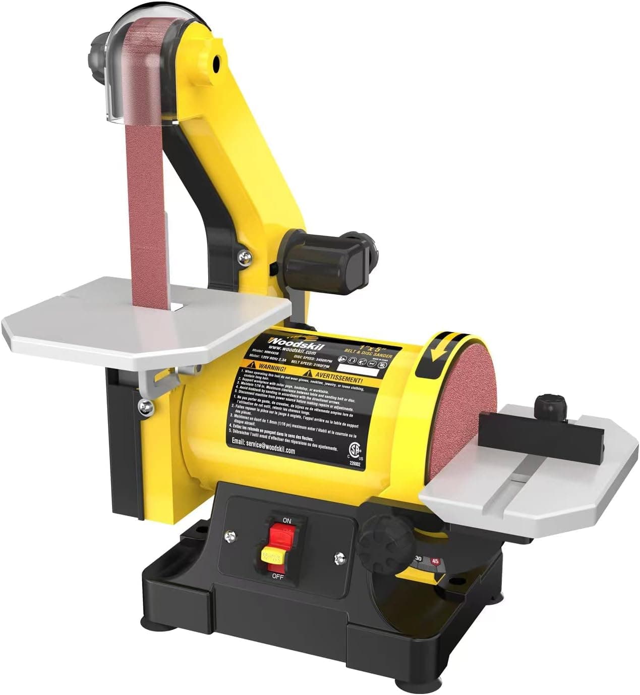 Woodskil 1 x 30-Inch Belt Sander with 5-Inch Disc sander, Professional Disc Belt Sander with Large Work Table, Belt Disc Sander for Woodworking with 1/3 HP Direct-Drive Brushless Motor