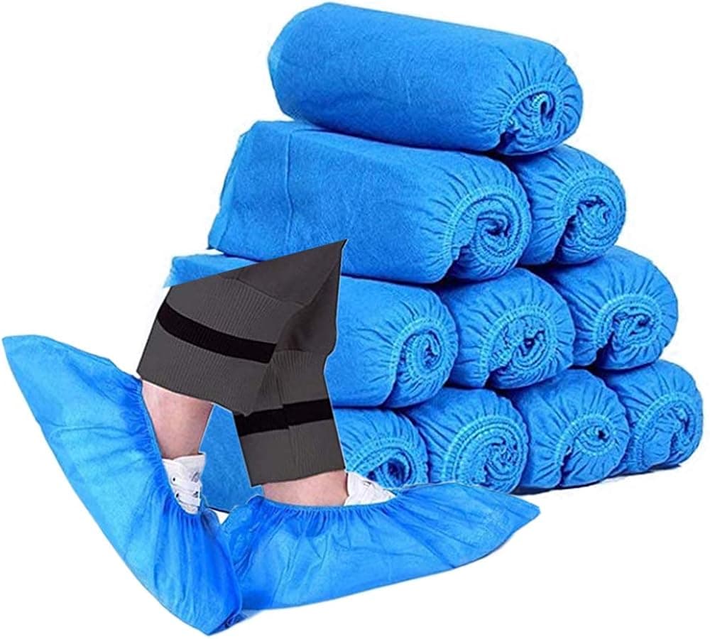 bretoes Shoe Covers Disposable 100 Pack (50 Pairs) Non-Slip Durable Non-Woven Fabric Indoor Hygiene Overshoes & Boot Covers for Construction, Workplace, Carpet Floor Protection