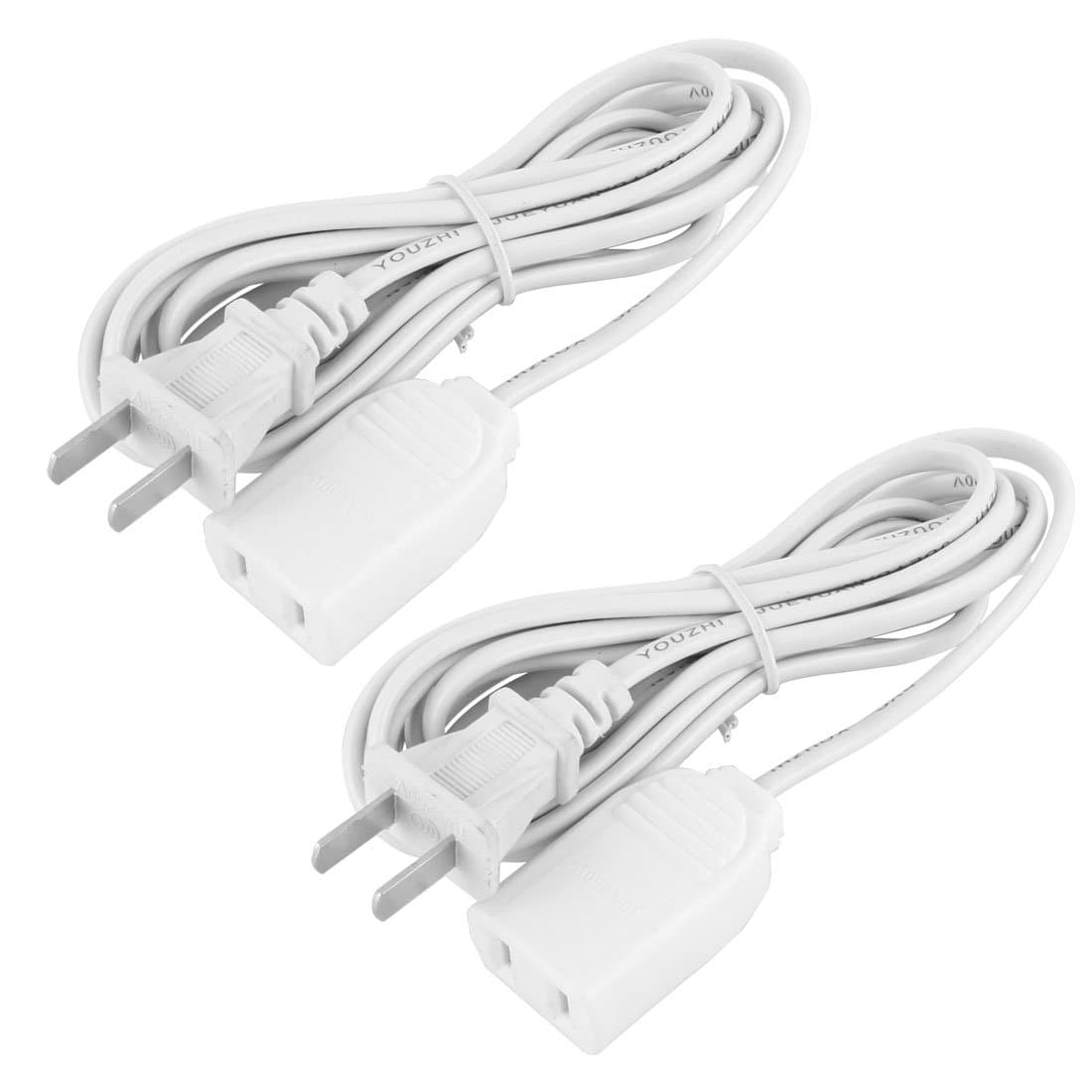 uxcell - a16020500ux0564 10A 250V US Plug 2 Prong Power Suppy AC Adapter Extension Charger Charging Cable Cord White 3 Meters 2pcs