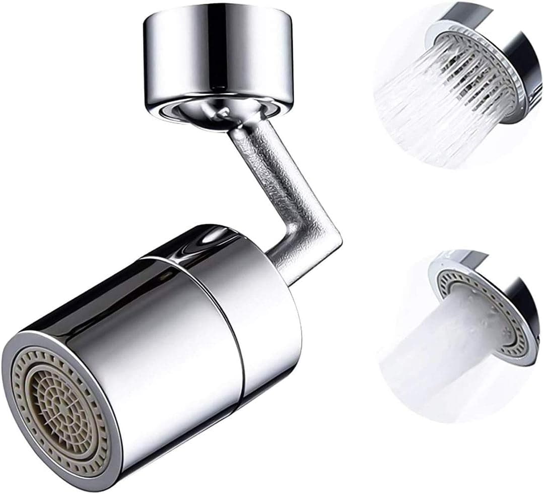 Universal Splash Filter Faucet,720° Rotatable Faucet Sprayer Head with Durable Copper & ABS, Anti-Splash, Oxygen-Enriched Foam,4-Layer Net Filter,Leakproof Design with Double O-Ring(1PCS)