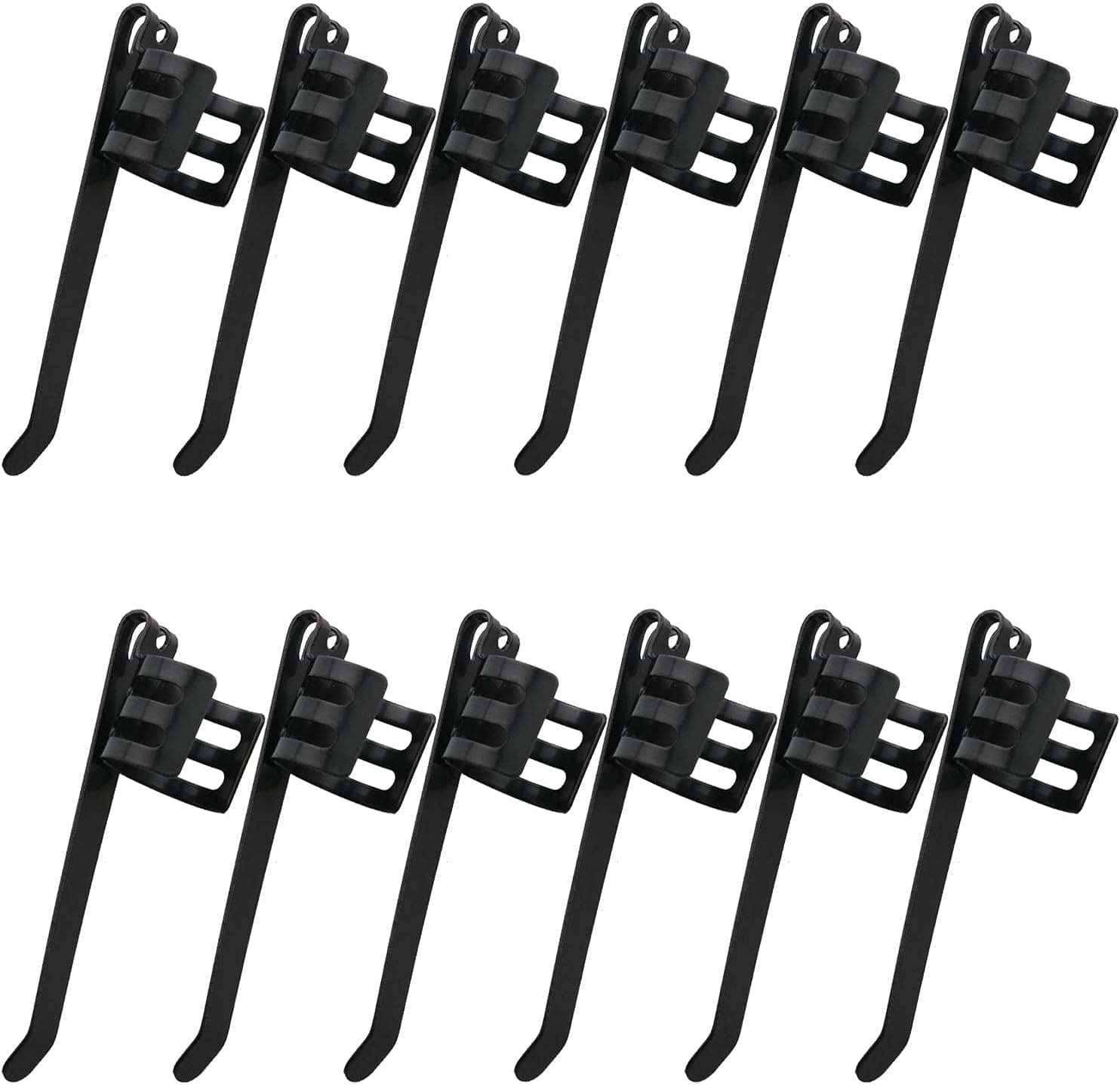 ITROLLE Flashlight Pocket Clip 12PCS Flashlight Pocket Black Stainless Steel Pocket Clips Penlight Replacement Parts for Flashlights Keychain Lights