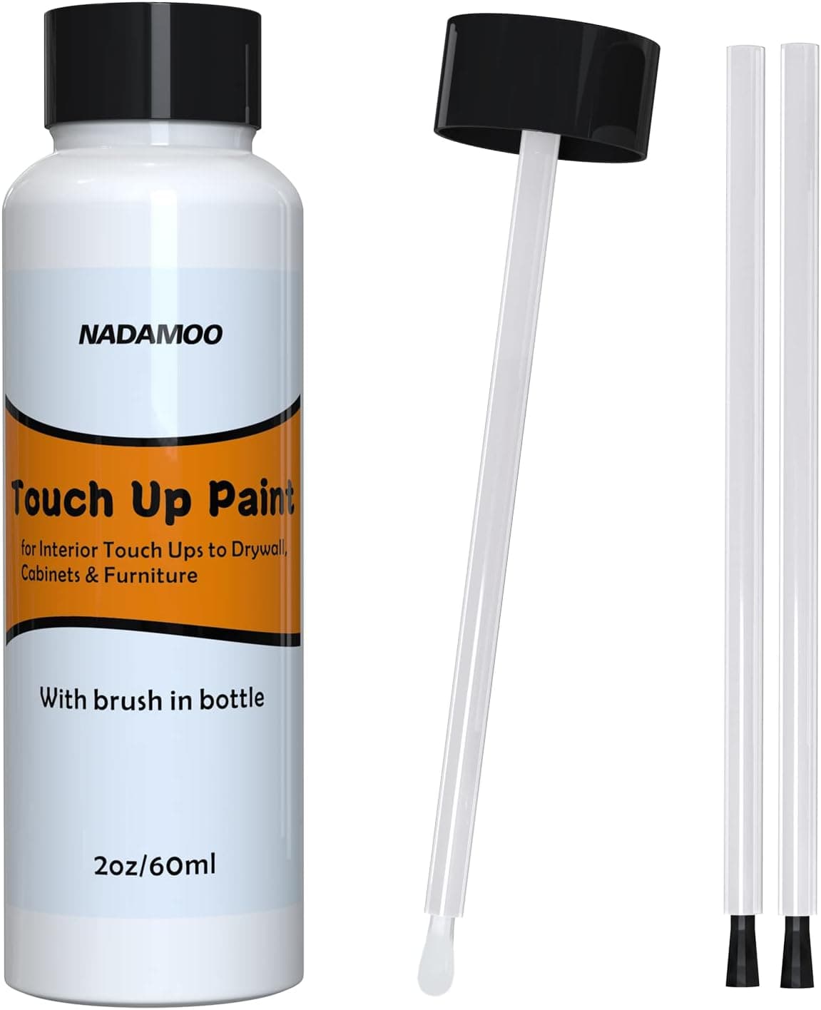 NADAMOO Multi Surface Touch Up Paint White, Interior House Appliance Paint Repair Marker for Wall, Ceiling, Cabinet, Door, Furniture, Windows, Shutter and Trim - 60 ml / 2 oz, with 3 Brushes