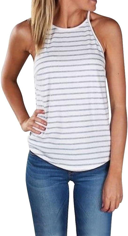 WLLW Women Crew Neck Sleeveless Floral Print Shirt Tops Tee Tanks Camis