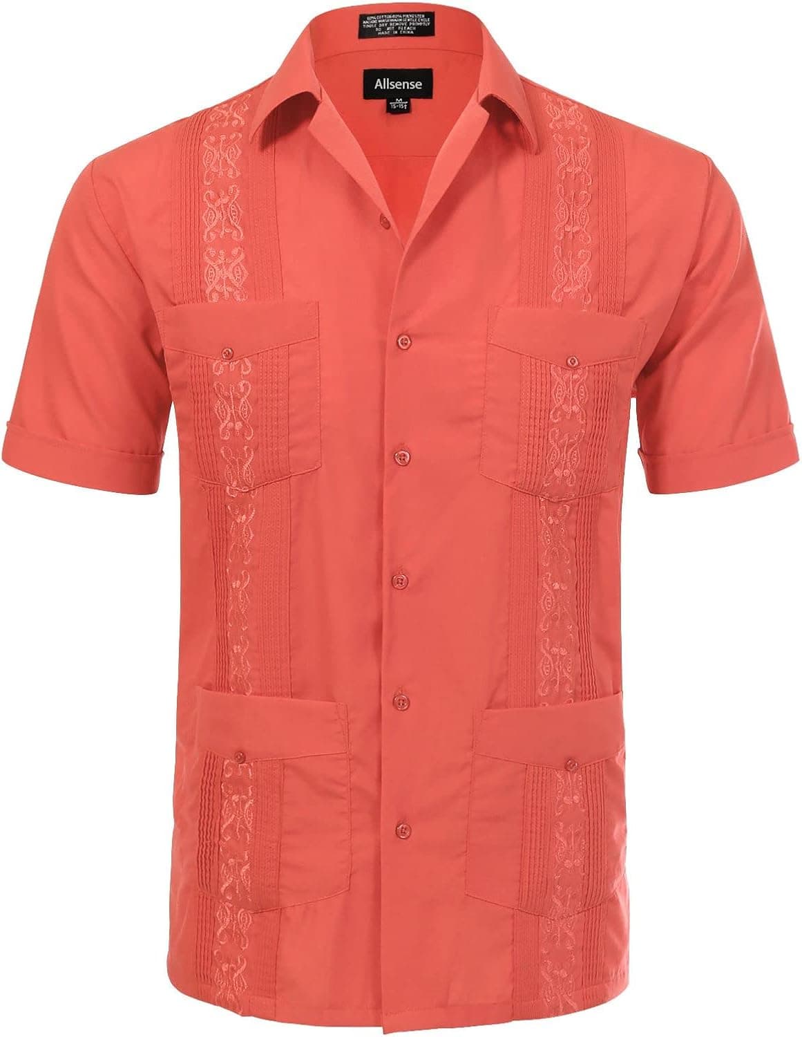 Allsense Men's Short Sleeve Relaxed Fit Cuban Guayabera Shirts