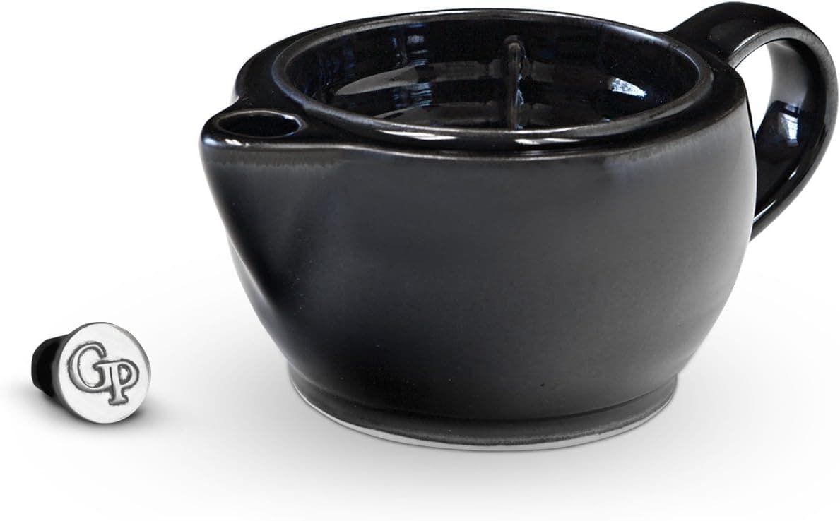 Georgetown Pottery G12 Shaving Scuttle Mug - Jet Black - 12 Ounce Reservoir - Hand Made in USA