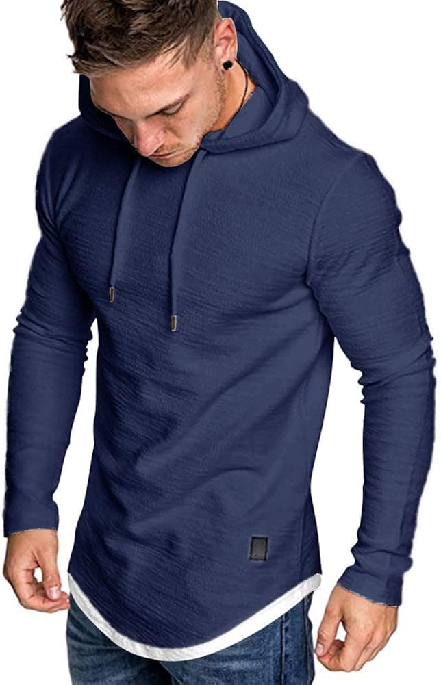 MorwenVeo Men's Casual Hooded T-Shirts - Fashion Short Sleeve Solid Color Pullover Top Summer Blouse