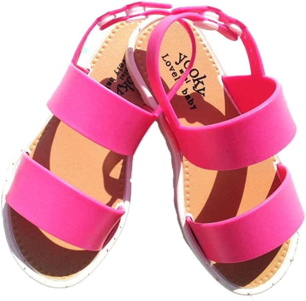 Hot Snadal! AMA(TM) Child Kids Girls Jelly Party Sandals Summer Casual Beach Shoes (4-4.5Y, Hot Pink)
